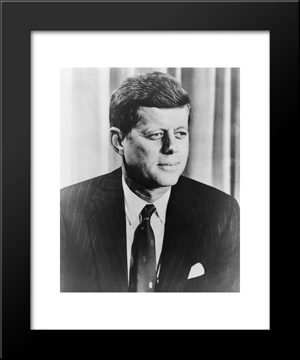 John F. Kennedy, Head-And-Shoulders Portrait, Facing Right 20x24 Black Modern Wood Framed Art Print Poster by Library of Congress