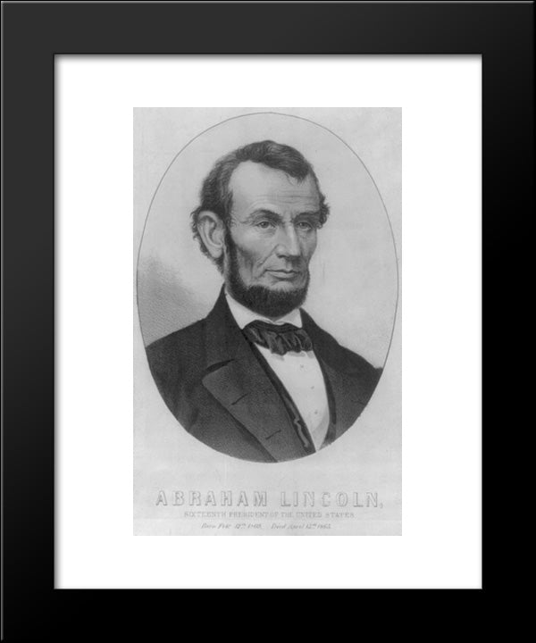 Abraham Lincoln, Sixteenth President Of The United States - Born Feby. 12Th 1809, Died April 15Th 1865 20x24 Black Modern Wood Framed Art Print Poster by Library of Congress
