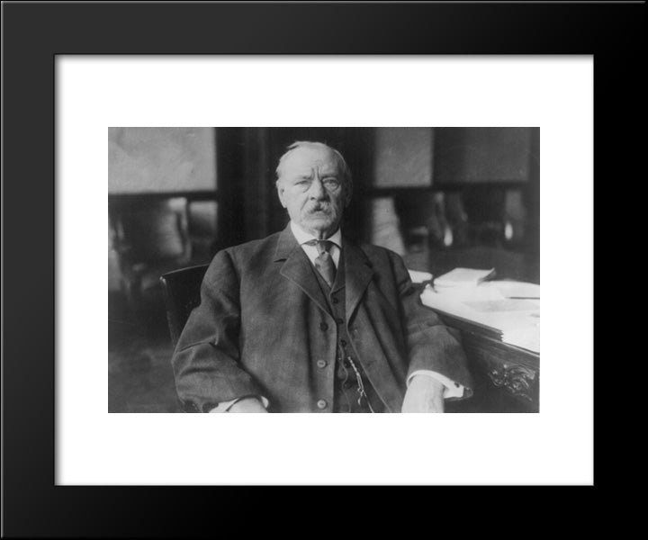 Grover Cleveland, Half-Length Portrait, Seated At Desk, Facing Front 20x24 Black Modern Wood Framed Art Print Poster by Library of Congress