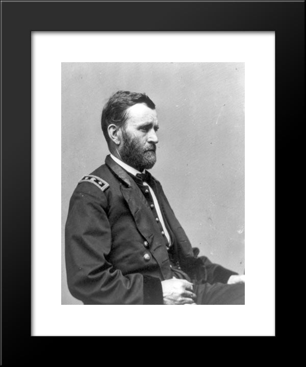 President Ulysses S. Grant, Half-Length Portrait, Seated, Facing Right 20x24 Black Modern Wood Framed Art Print Poster by Library of Congress