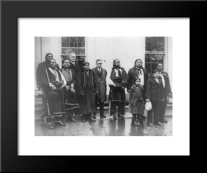 Osage Indians With Senator J.W. Harreld And Rep. S.J. Montgomery At The White House When They Called Upon President Coolidge 20x24 Black Modern Wood Framed Art Print Poster by Library of Congress