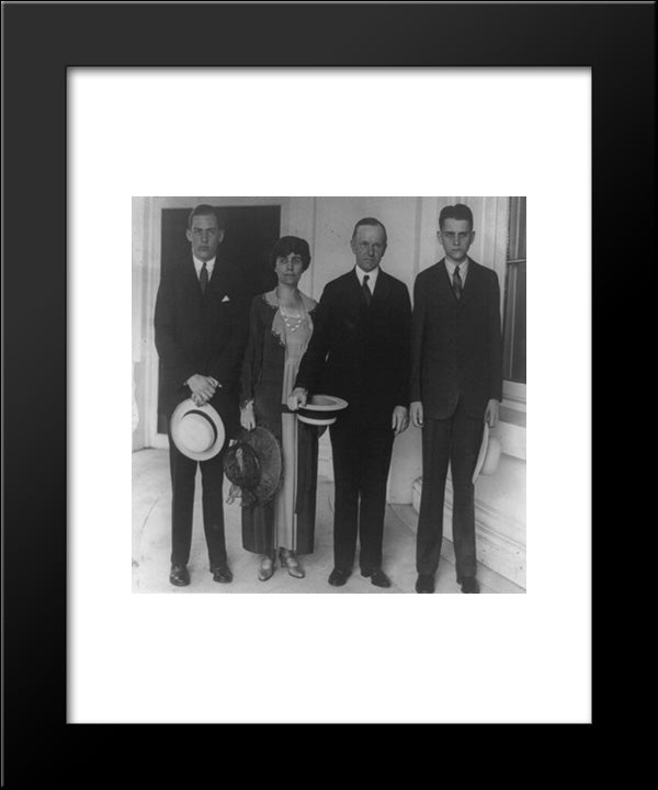President And Mrs. Coolidge With Sons, Full-Length Portrait 20x24 Black Modern Wood Framed Art Print Poster by Library of Congress