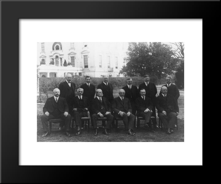 President Warren G. Harding And His Cabinet Posed On The White House Lawn 20x24 Black Modern Wood Framed Art Print Poster by Library of Congress