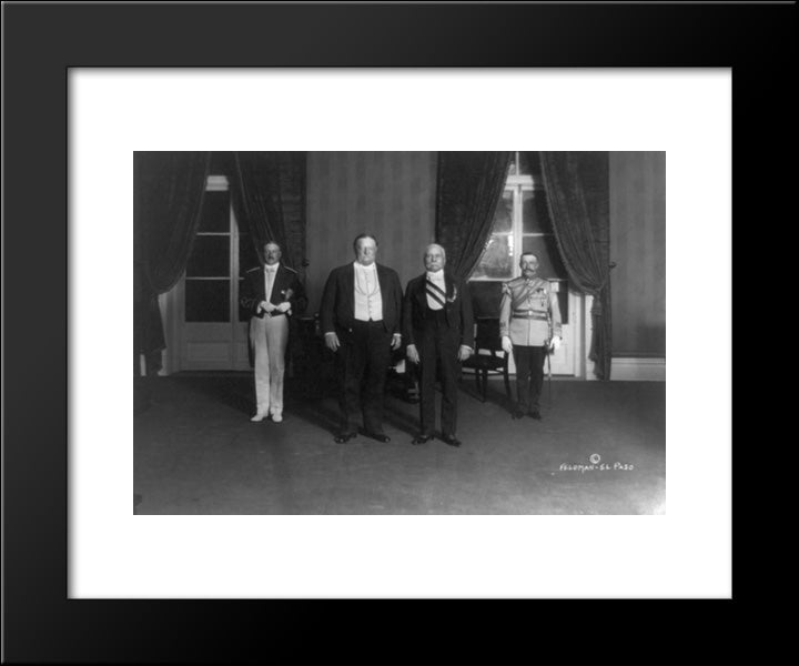 U.S. President William Taft And Mexican President Porfirio D­az, Posed In The Ciudad Juarez Customs House 20x24 Black Modern Wood Framed Art Print Poster by Library of Congress