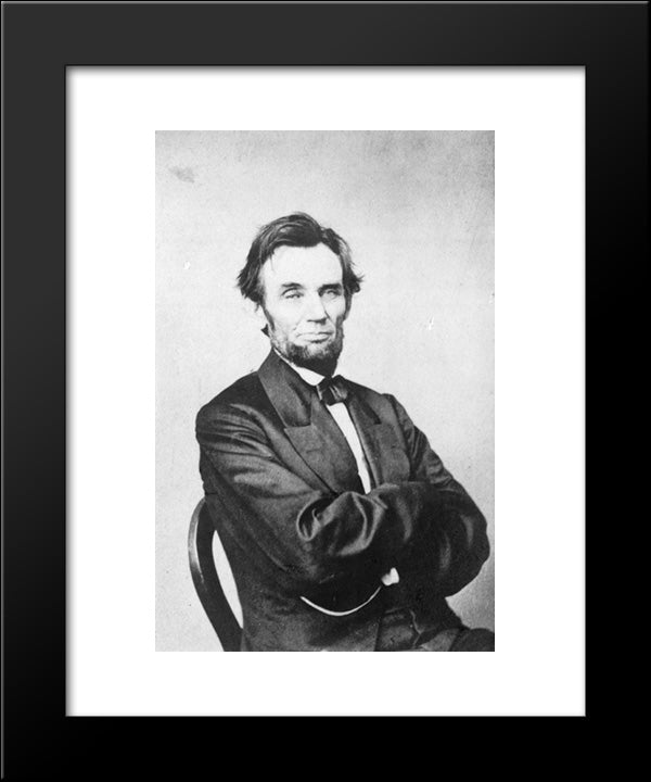 Portrait Of President Abraham Lincoln, Half-Length, Seated 20x24 Black Modern Wood Framed Art Print Poster by Library of Congress