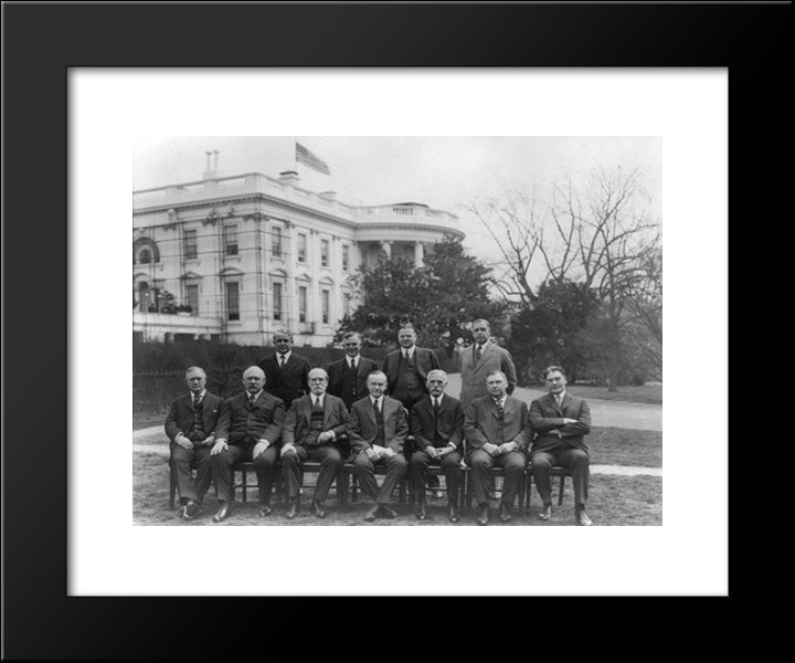 President Coolidge And Members Of His Cabinet Posed On The White House Lawn: Secty. Of Labor Davis, Secty. Of Agriculture Wallace 20x24 Black Modern Wood Framed Art Print Poster by Library of Congress