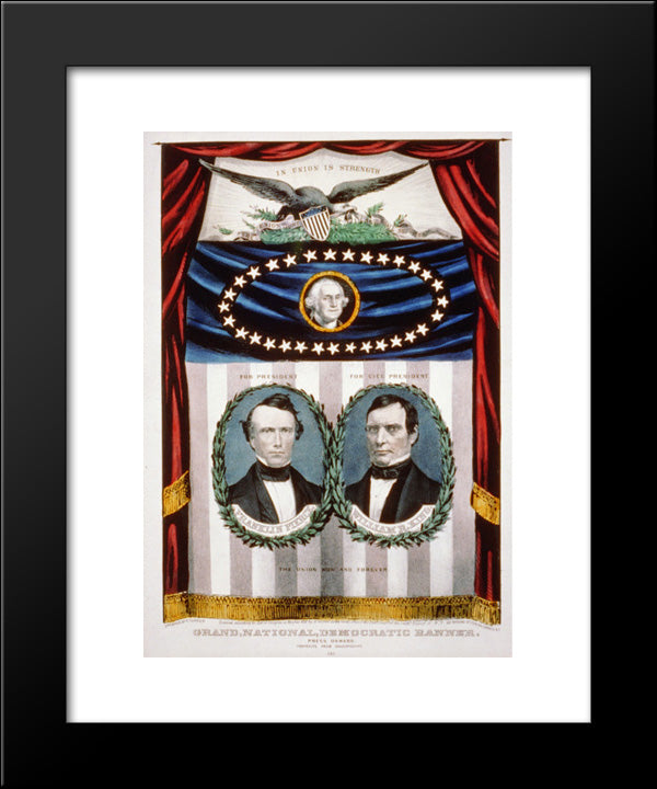 Grand, National, Democratic Banner - Press Onward - Portraits From Daguerreotype 20x24 Black Modern Wood Framed Art Print Poster by Library of Congress