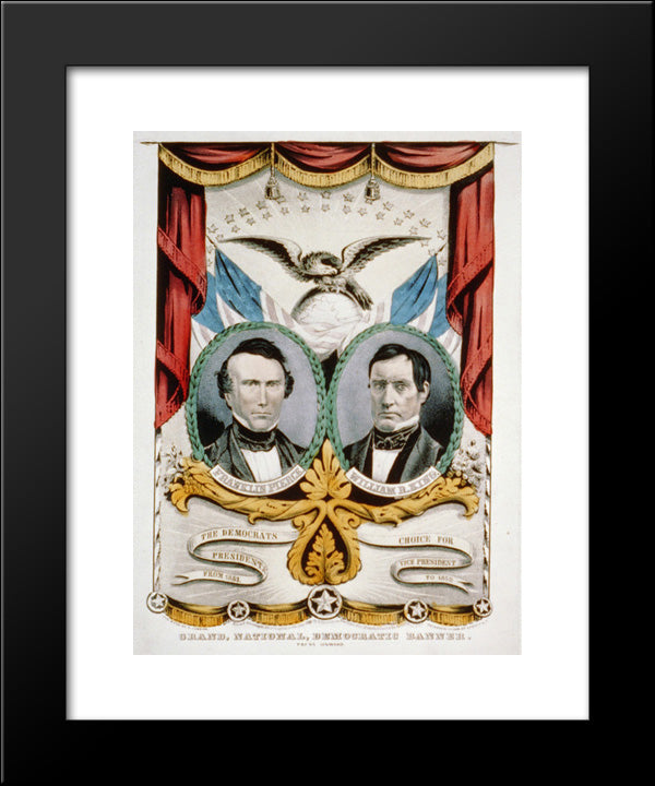 Grand, National, Democratic Banner - Press Onward 20x24 Black Modern Wood Framed Art Print Poster by Library of Congress