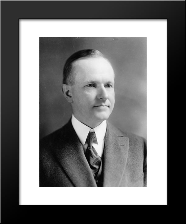 President Calvin Coolidge, Head-And-Shoulders Portrait, Facing Right 20x24 Black Modern Wood Framed Art Print Poster by Library of Congress