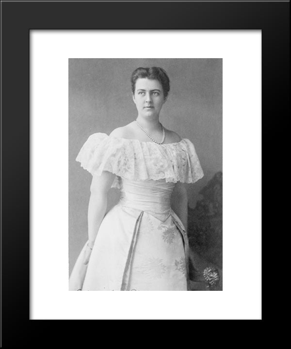 Mrs. Frances Folsom Cleveland, Three-Quarter-Length Portrait, Standing, Facing Left 20x24 Black Modern Wood Framed Art Print Poster by Library of Congress