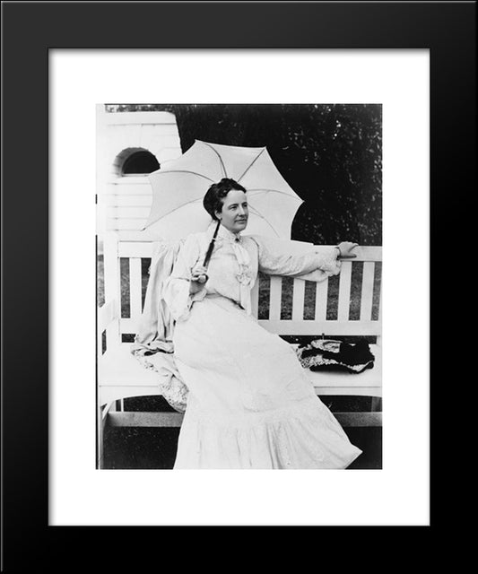 Edith Kermit Carow Roosevelt, Full-Length Portrait, Seated On Bench, Facing Right, Holding Umbrella 20x24 Black Modern Wood Framed Art Print Poster by Library of Congress