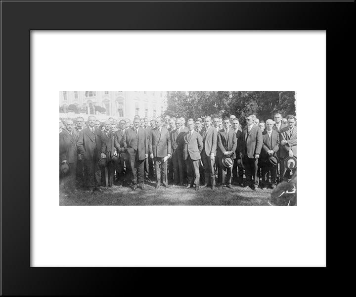 President Coolidge With Secty [Sic] Hoover And Members Of The Radiomens [Sic] Assn. 20x24 Black Modern Wood Framed Art Print Poster by Library of Congress