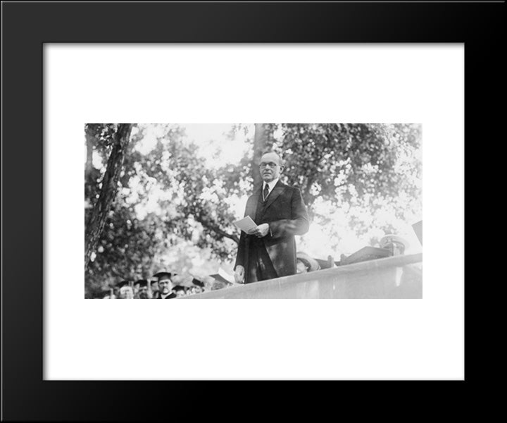 President Coolidge, Half-Length Portrait, Standing, Facing Slightly Left, Speaking At Graduation Exercises At Howard University 20x24 Black Modern Wood Framed Art Print Poster by Library of Congress