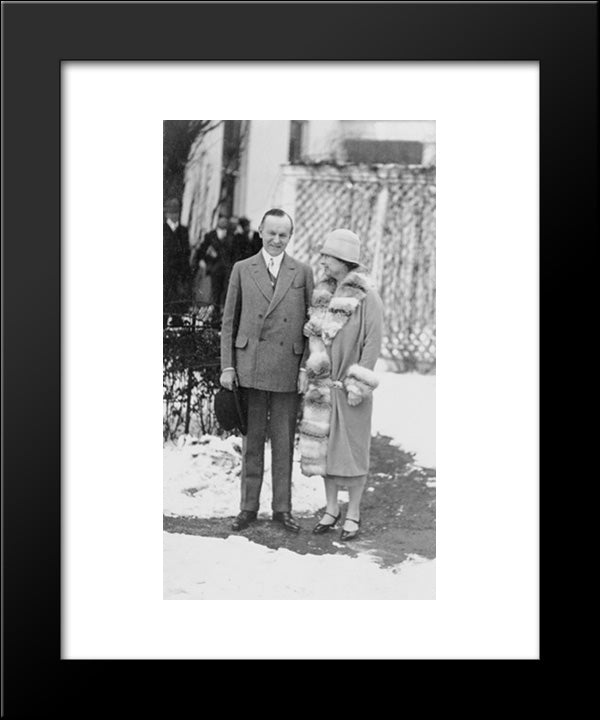 President Coolidge And Helen Keller, Full-Length Portrait, Standing 20x24 Black Modern Wood Framed Art Print Poster by Library of Congress