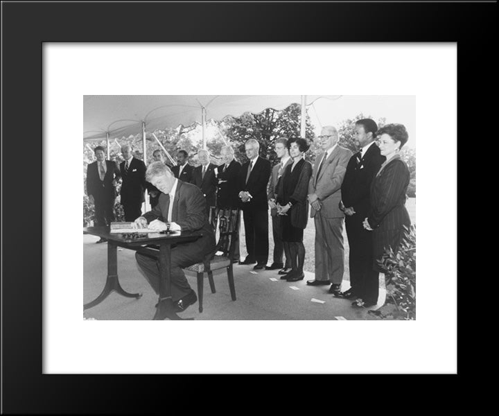 President Bill Clinton Signing The National Voter Registration Act Of 1993 (Motor Voter Act) 20x24 Black Modern Wood Framed Art Print Poster by Library of Congress