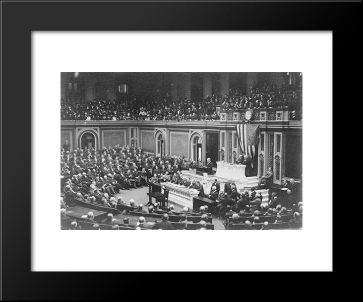 President Woodrow Wilson Addressing Congress 20x24 Black Modern Wood Framed Art Print Poster by Library of Congress