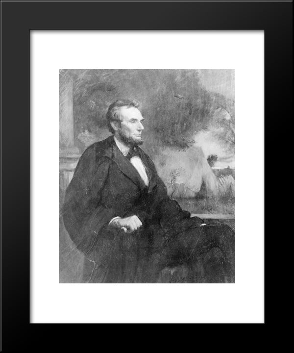 President Lincoln, Half-Length Portrait, Seated Facing Right 20x24 Black Modern Wood Framed Art Print Poster by Library of Congress