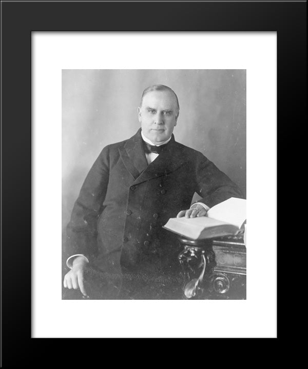 President William Mckinley, Half-Length Portrait, Seated At Desk, Facing Front 20x24 Black Modern Wood Framed Art Print Poster by Library of Congress