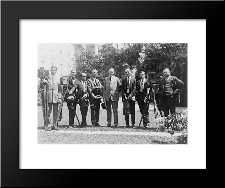President Coolidge With Members Of The White House Photographers Assn. 20x24 Black Modern Wood Framed Art Print Poster by Library of Congress