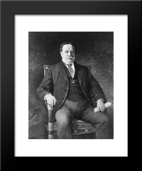 President William H. Taft, Three-Quarter Length Portrait, Seated Facing Front 20x24 Black Modern Wood Framed Art Print Poster by Library of Congress