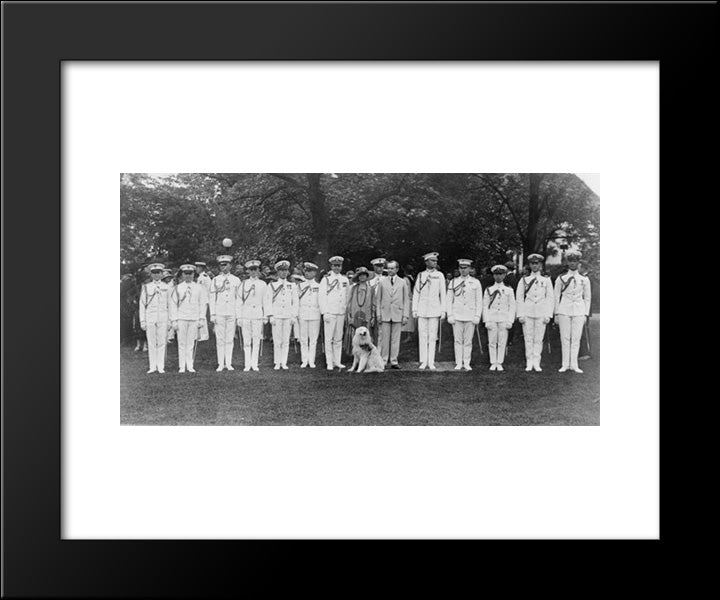 President And Mrs. Coolidge Posing With Navy Officers(?) 20x24 Black Modern Wood Framed Art Print Poster by Library of Congress