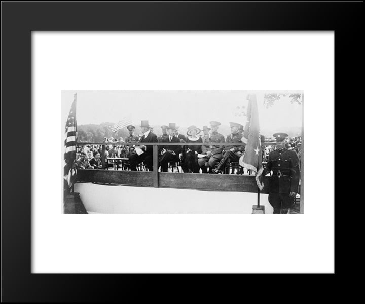 President Coolidge And Sec. Of War Weeks, With High Army And Navy Officials Reviewing The Defense Day Parade 20x24 Black Modern Wood Framed Art Print Poster by Library of Congress