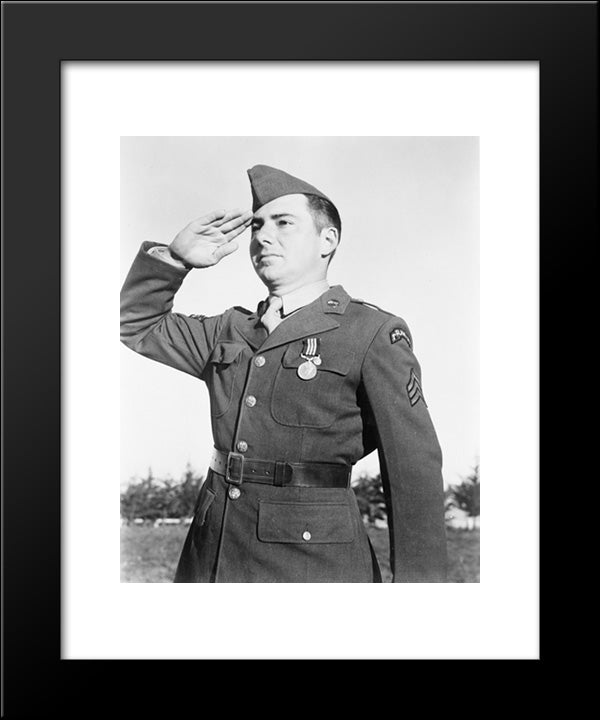 An American Ranger Salutes The Briton Who Decorated Him ; Photo, Taken In French Morocco In The Presence Of President Roosevelt 20x24 Black Modern Wood Framed Art Print Poster by Library of Congress