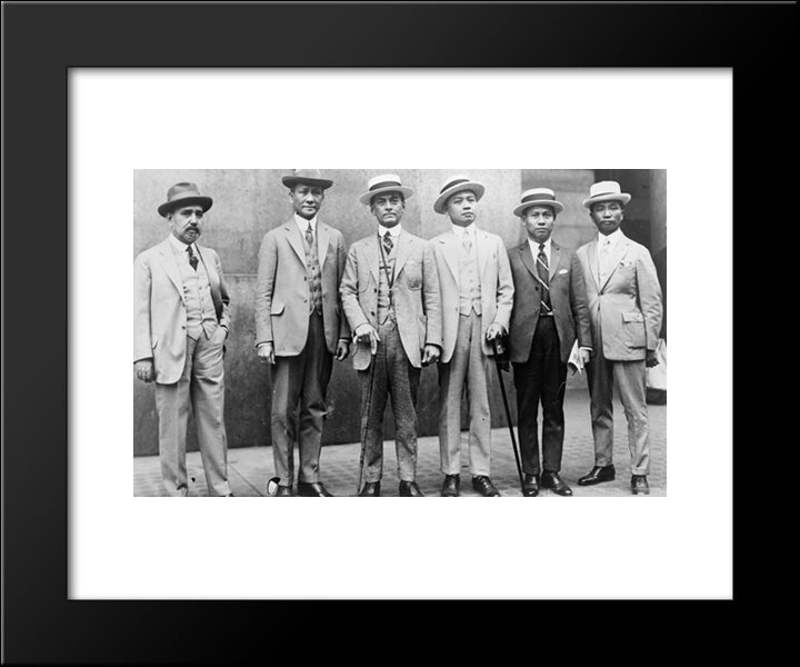 Manuel Luis Quezon, (Center), With Representatives From The Philippine Independence Mission 20x24 Black Modern Wood Framed Art Print Poster by Library of Congress