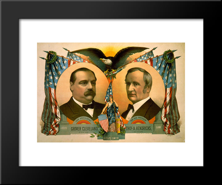 For President, Grover Cleveland Of New York. For Vice President, Thos. A. Hendricks, Of Indiana 20x24 Black Modern Wood Framed Art Print Poster by Library of Congress