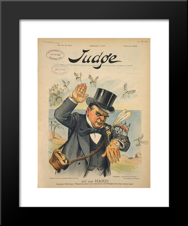 Hit Him Hard! President Mckinley - 'Mosquitoes Seem To Be Worse Here In The Philippines Than They Were In Cuba' 20x24 Black Modern Wood Framed Art Print Poster by Library of Congress