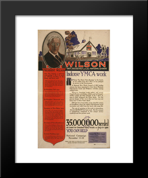 Wilson, Taft, Roosevelt And Other National Leaders Indorse [Sic] Y.M.C.A. Work 20x24 Black Modern Wood Framed Art Print Poster by Library of Congress