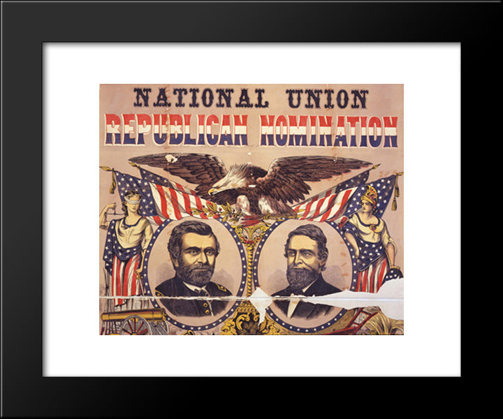 National Union Republican Nomination. For President Gen. U.S. Grant. For Vice President, Schuyler Colfax 20x24 Black Modern Wood Framed Art Print Poster by Library of Congress