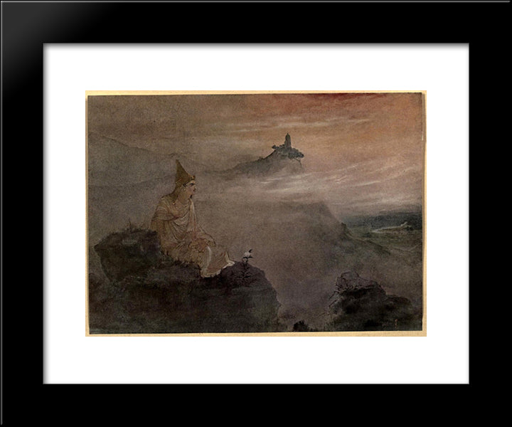 Asoka, Who By The White Stucco Of His Fame Made Spotless The Universe 20x24 Black Modern Wood Framed Art Print Poster by Tagore, Abanindranath
