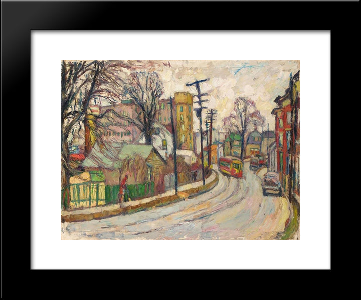 A Street In The Bronx 20x24 Black Modern Wood Framed Art Print Poster by Manievich, Abraham