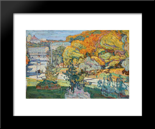 Alexander Square, Kiev 20x24 Black Modern Wood Framed Art Print Poster by Manievich, Abraham