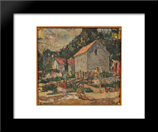 Barn With Figures 20x24 Black Modern Wood Framed Art Print Poster by Manievich, Abraham