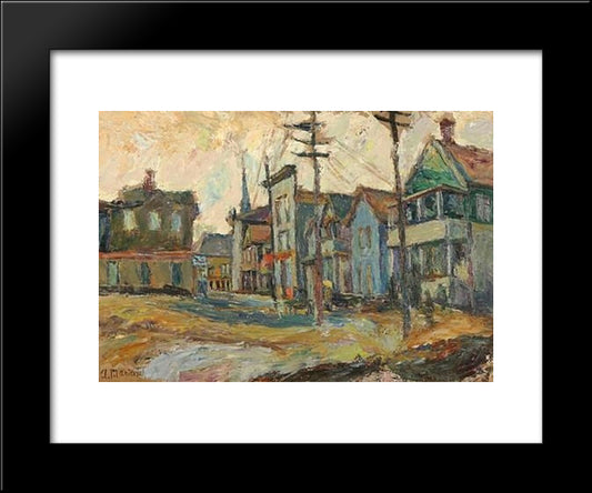 Cloudy Day, Bridgeport, Connecticut 20x24 Black Modern Wood Framed Art Print Poster by Manievich, Abraham