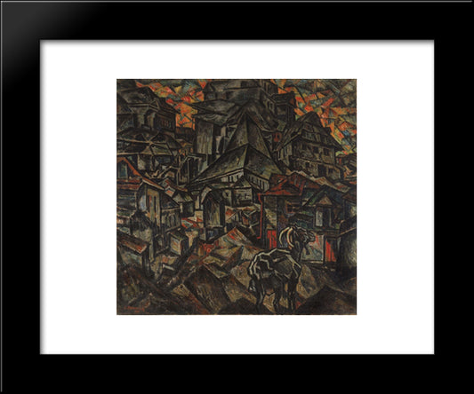 Destruction Of The Ghetto, Kiev 20x24 Black Modern Wood Framed Art Print Poster by Manievich, Abraham