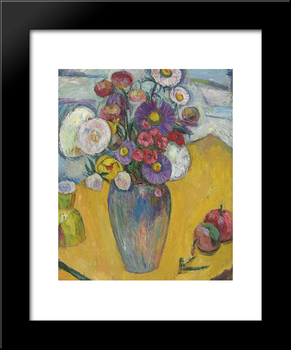 Flowers On A Yellow Table 20x24 Black Modern Wood Framed Art Print Poster by Manievich, Abraham