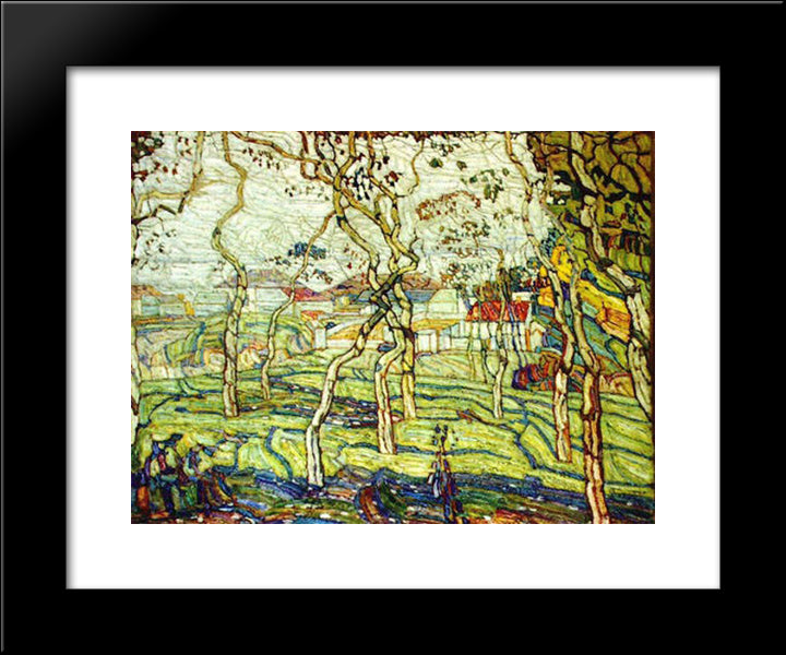 Spring In Kyiv`S Kurenivka District 20x24 Black Modern Wood Framed Art Print Poster by Manievich, Abraham