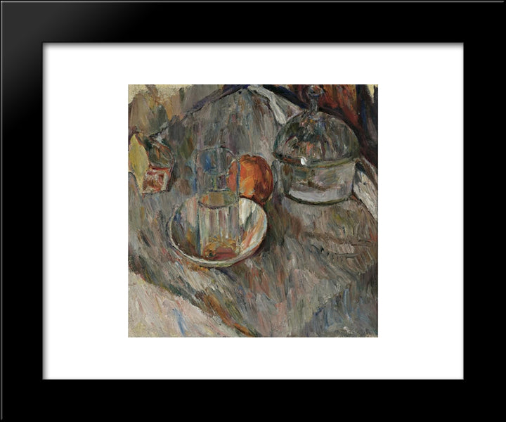 Still Life With Glass 20x24 Black Modern Wood Framed Art Print Poster by Manievich, Abraham