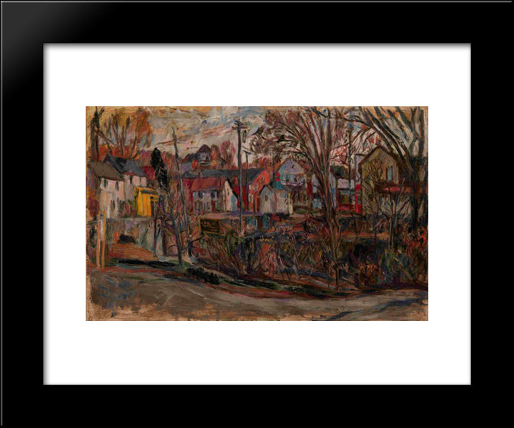 Town Street 20x24 Black Modern Wood Framed Art Print Poster by Manievich, Abraham