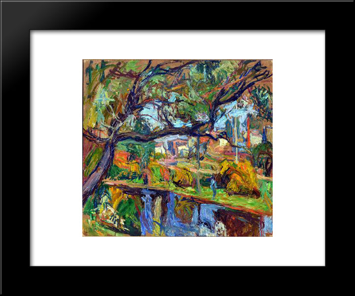 Village Landscape 20x24 Black Modern Wood Framed Art Print Poster by Manievich, Abraham