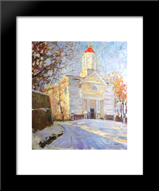 Winter Landscape With A Church 20x24 Black Modern Wood Framed Art Print Poster by Manievich, Abraham