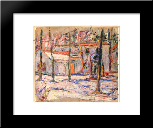 Winter Village Scene 20x24 Black Modern Wood Framed Art Print Poster by Manievich, Abraham