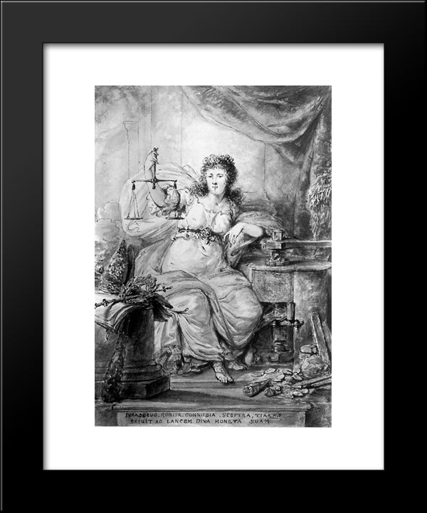 Allegory On Coin Of Dordrecht 20x24 Black Modern Wood Framed Art Print Poster by van Strij, Abraham