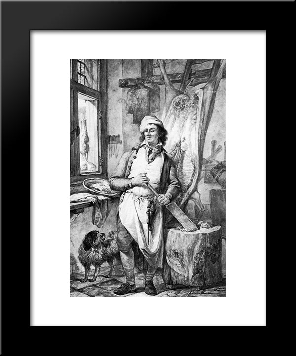 Butcher In His Shop 20x24 Black Modern Wood Framed Art Print Poster by van Strij, Abraham