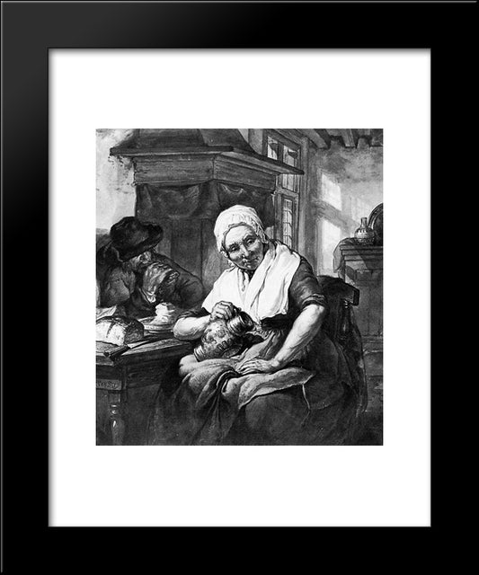 Interior With A Woman And Man 20x24 Black Modern Wood Framed Art Print Poster by van Strij, Abraham