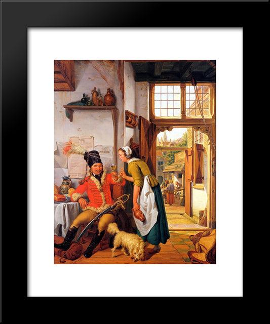 Interior With Soldier And Maid 20x24 Black Modern Wood Framed Art Print Poster by van Strij, Abraham