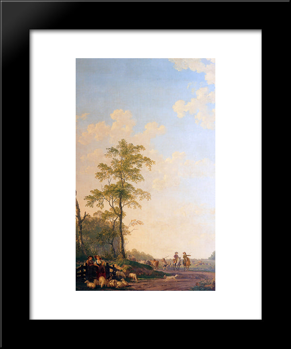 Landscape With Horsemen 20x24 Black Modern Wood Framed Art Print Poster by van Strij, Abraham